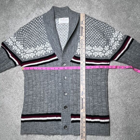 Vintage Jantzen Mens Large Knit Fair Isle Cardigan Sweater Christmas Nordic Ski - Picture 8 of 8